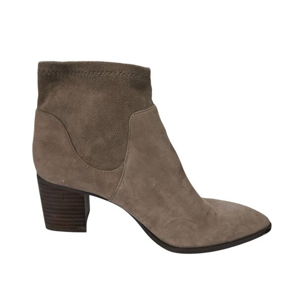 Sole Society Gray Suede Leather Heeled Booties Ankle Boots 7 Medium Classic - Picture 4 of 5